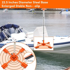 VEITHI Boat Cover Support Poles Heavy Duty 2 Pack, Stainless Steel Boat Cover Support System with Metal Cross Base, 16” to 59” Pontoon Boat Cover Support with Adjustable Strap - Orange