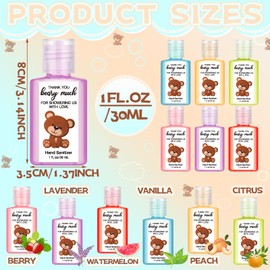 Gejoy 48 Pack Baby Shower Hand Sanitizer Teddy Bear Baby Shower Party Favors for Guest Teddy Bear Mini Hand Sanitizer Bulk Elephant Travel Size Hand Sanitizer Gifts for Baby Shower Gender Reveal Party