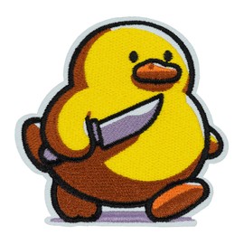 Atensils Duck Patch Iron On Patch Duck Hold Knife Iron On or Sew On Patches Perfect for Backpacks Jeans Jackets Hats & Clothes Cute Funny Cool Embroidered Appliques Patch