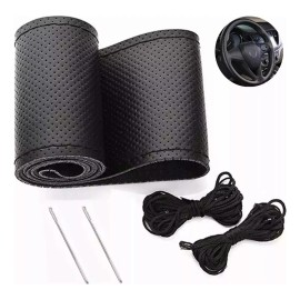 Funda De Volante De Piel Genuina Perforada Negra 38 Cm