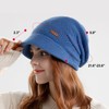 KDVOG Women Fleece Lined Knitted Hat with Visor Brim, Winter