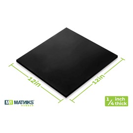 MATNIKS Rubber Sheet, Heavy Duty, High Grade 60A, Neoprene Black, 12x12-Inch by 1/4-inch Thick (+/- 5%) for Plumbing, Gaskets DIY Material, Supports, Leveling, Sealing, Protection, Abrasion, Flooring