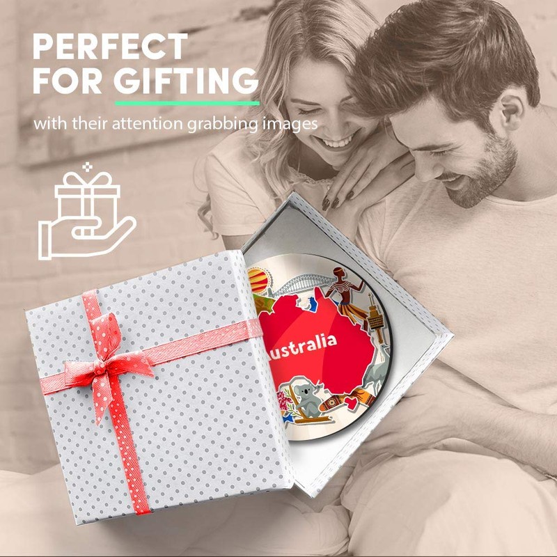 1 x Round MDF Magnet - Australia Travel Map Australian