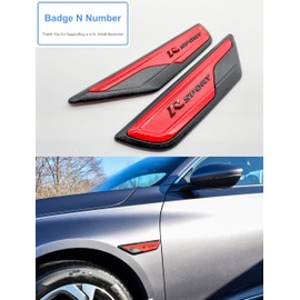 Compatible with Accord 2018-2022 car Exterior Accessories Modeling Set of car Fender Emblems (R Red Black)