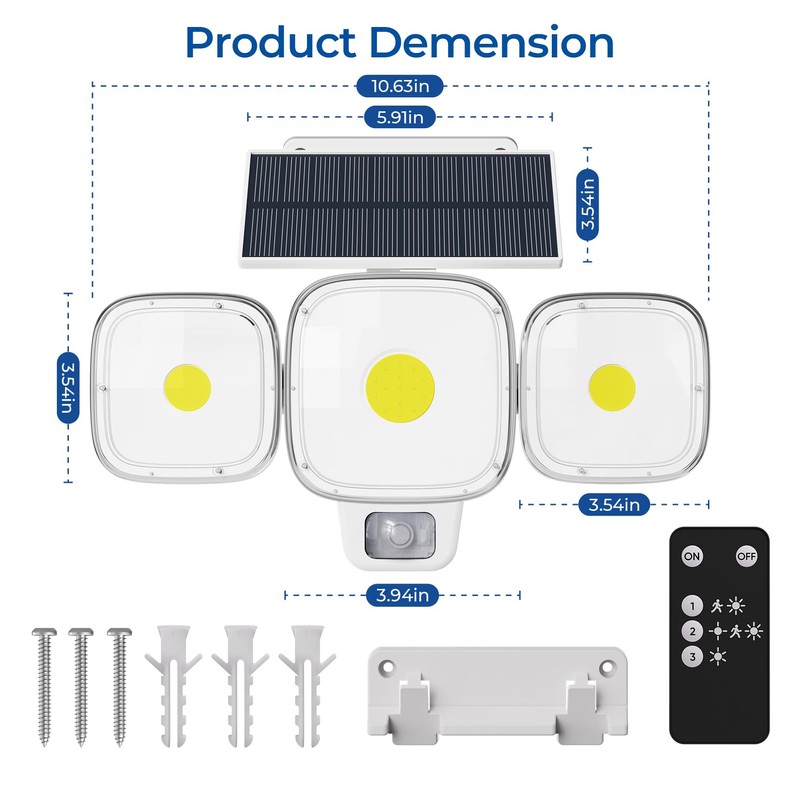 CINOTON Solar Motion Sensor Outdoor Lights, 3 Modes LED Security