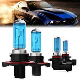 LECCIBUB Headlight Bulbs Compatible With Ford Mustang 2005-2012, 9008/H13 High Low Beam + 9140/9145 Fog Lights Halogen Light Bulb Combo, Super Bright 6000K White, Plug and Play, Pack of 4