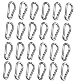 24 Pcs M5 Heavy Duty Carabiner Clip, 2 Inch Spring Snap Hook, Galvanized Steel Quick Links Keychain 5mm Snap Link Chain, Hammocks Hooks, Snap Hook Carabiner Bulk for Outdoor Swing Camping Hiking Gym
