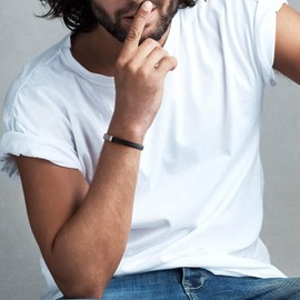 FOCOOG Gifts for Men Bracelet - Mens Bracelets with Initial Magnetic Clasp Gift for Husband Mens Leather Bracelets for Men Gift Initial A Bracelet for Men's Jewelry Men's Gifts for Dad Husband