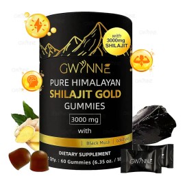 Gwynne Shilajit Gummies Puro Del Himalaya 3000mg Apto Para Hombres Y Mujeres 85 Micronutrientes Natural 60 Gommies 100 Orgnico                        
