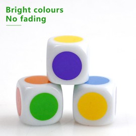 Pack of 30 Colour Cubes, 6 Colours with Dots, Adjustable, 16 mm Dots Adjustable Dice, Colourful Cube Can Be Used in the Classroom to Teach Basic and Neutral Colours