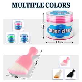 SINGARO Car Cleaning Kit, Universal Car Interior Cleaning Gel and Detailing Brush, Car Putty with 2 Soft Brush Accessories, Car Slime and Dust Brush, Cleaner Gifts for Men Women, 3 Pack Red