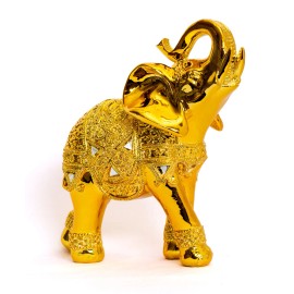 Dalax BUY ONE GET ONE FREE | LABOR DAY SALE 10” (H) Gold Color Elephant Statue  Decor