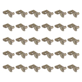 HARFINGTON 40pcs Shelf Support Peg 6mm/0.24" L-Shaped Steel Bracket Pegs with Pin Shelf Peg Shelf Clips for Furniture Bookcase Wardrobe Kitchen Cupboard, Copper