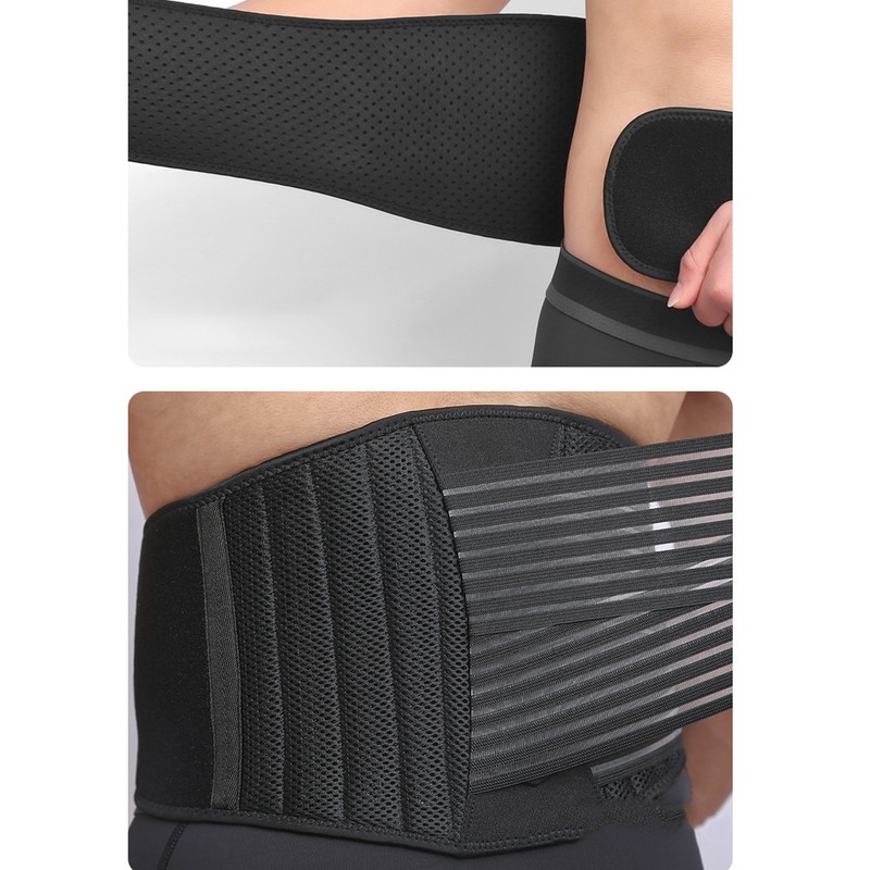 Lower Back Support Belt Black Good Breathability Wear Resistant Adjustable