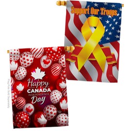 Canada Provinces Happy Day House Flags Pack Regional Canadian Territories Region Country Particular Area Support Our Troops Small Decorative Gift Yard Banner Double-Sided Made In USA 28 X 40