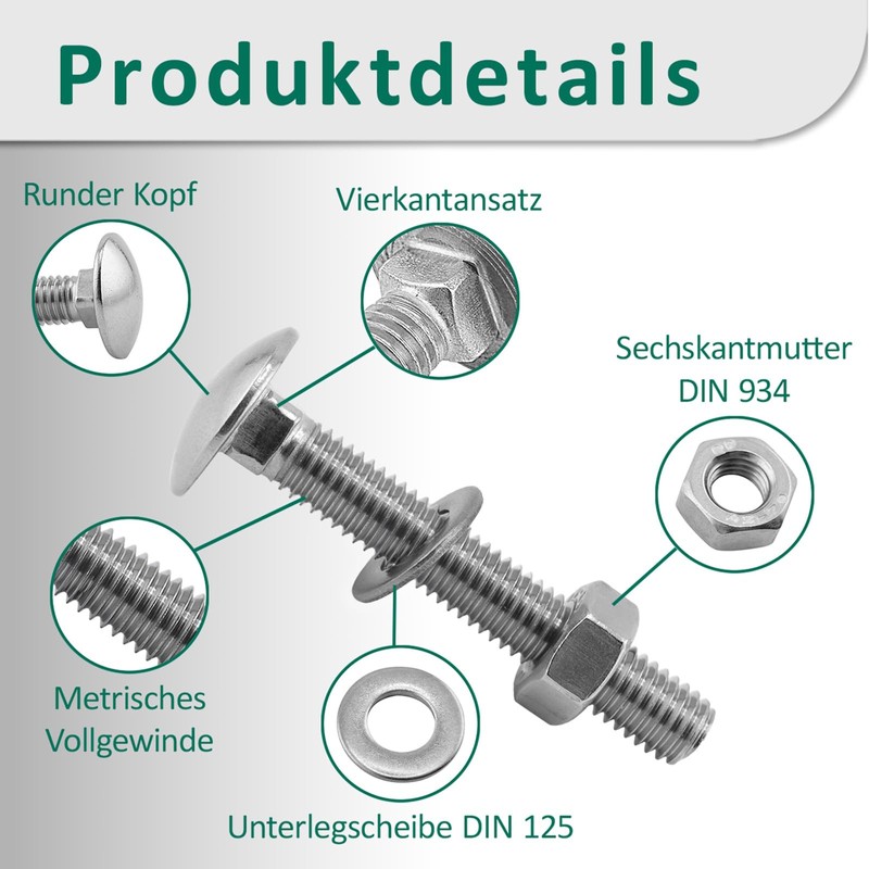 DSM - Carriage Bolts M5 x 90mm DIN 603 -
