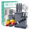 10-Piece Kitchen Knife Set with Metal Block, Grey