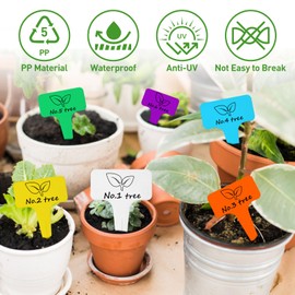 Pack of 160 Plant Signs Made of Premium Plastic, 100 x White + 60 x Colourful, Plant Stakes for Labelling, Weatherproof, Plug-in Labels Plants for Vegetables, Herbs, Flowers
