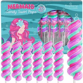 Mermaid Lollipops- Swirl Lollipops Mermaid Candy For Little Mermaid Party Favors & Mermaid Party Supplies - Mermaid Suckers (20 Count (Pack of 1))