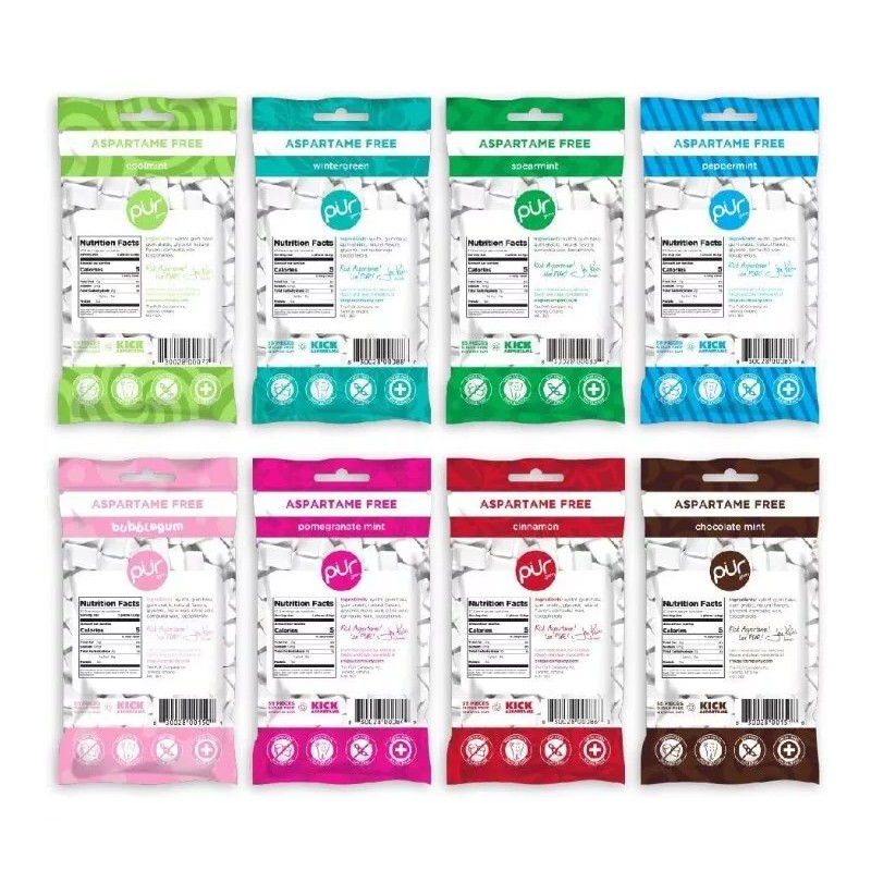 PUR Xylitol Chewing Gum 8 Flavor Variety (55 Pieces, 8