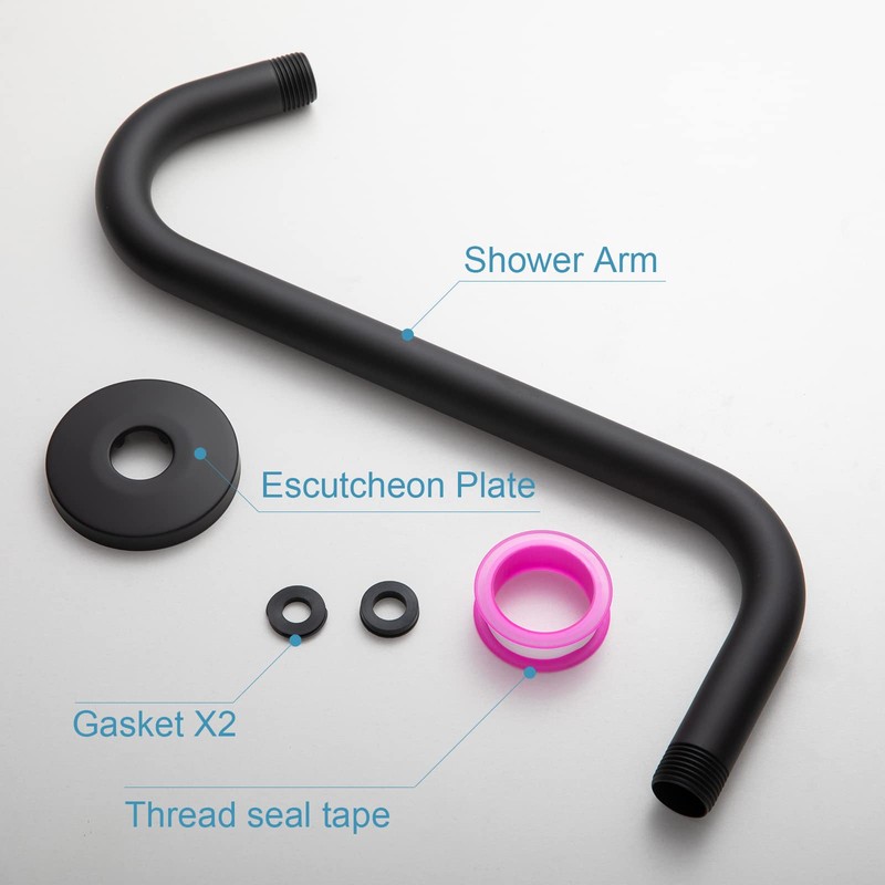 OFFO Shower Head Extension Arm 12 Inch, Matte Black S