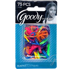 Goody Mini Latex Hair Elastics, Assorted Neon Colors, 75-count