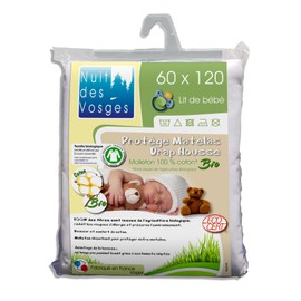 Nuit des Vosges 201911 Matratzenschoner, Molton, Bio-Baumwolle, Weiß, weiß, 60 x 120 cm