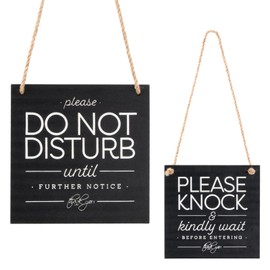 Volumoon ONE 2-Sided Sign, Knock & Kindly Wait, Do Not Disturb, NOT DISTURB Polite Notice Hanging Plaque, Funny Office Sign, Hanging Door Sign, practical informative sign, Funny Bedroom, Office