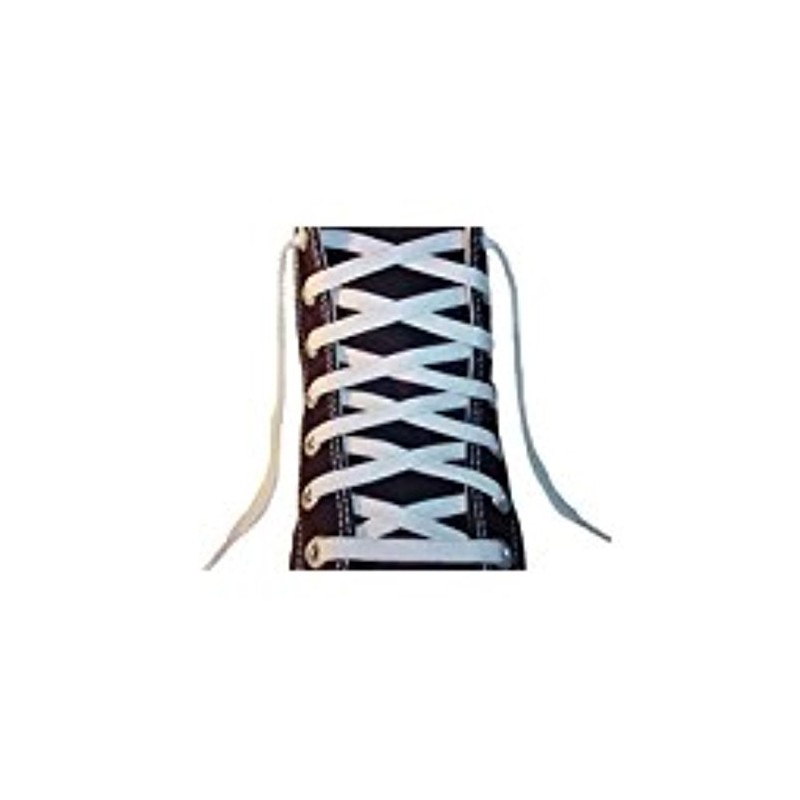 Flat Shoelaces 3/8" Wide Tubular Braided - White 72 Inch