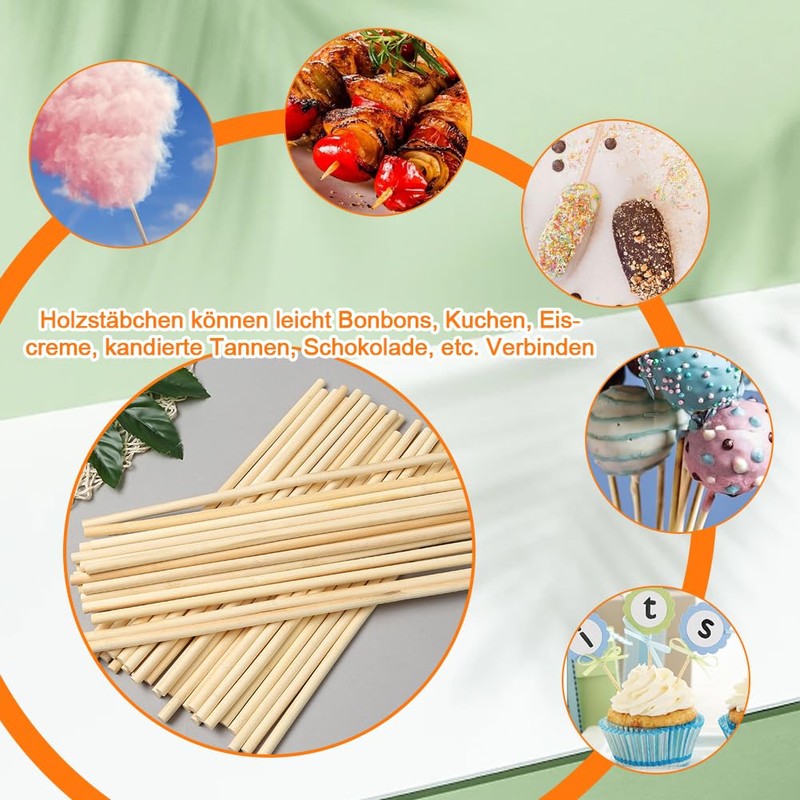Tyafzzn Pack of 200 Wooden Sticks for Crafts, 30 cm