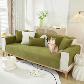 JIAN YA NA Sectional Couch Cover, Funny Chenille Fuzzy Sofa Slipcover, Anti-Slip Furniture Protector for Pets Kids, L-Shaped Sofa, 3-Cushion Couch, Loveseat, Recliner, Armrest & Backrest (1 Piece)