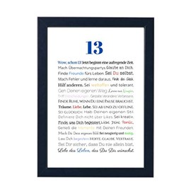 13th Birthday Boy Teenager Gift with Frame Gift Idea Birthday Gift A4