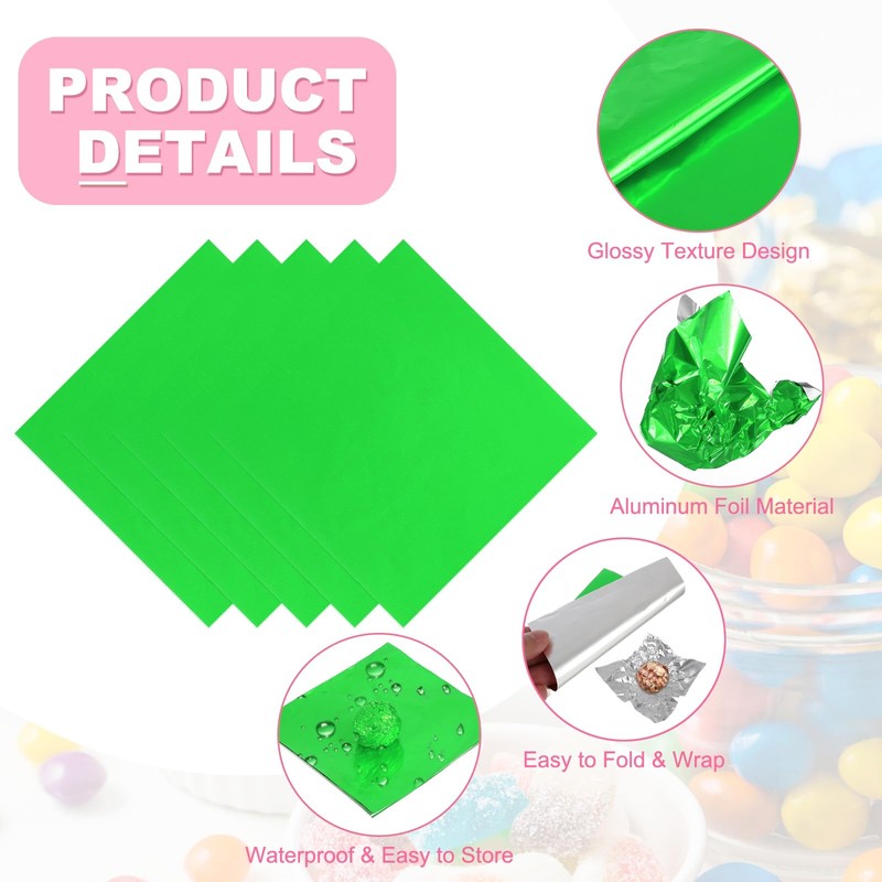 uxcell 100 Pcs Foil Candy Wrappers, 4.7" x 4.7" Chocolate