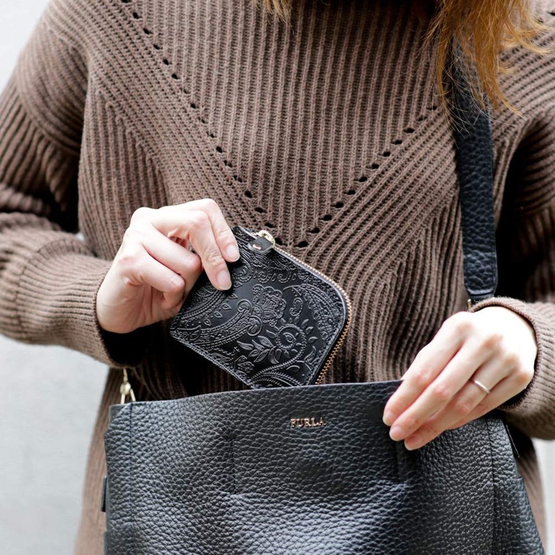 Vincent Crafted, Tochigi Leather, Paisley, L-Shaped Zipper, Mini Wallet, FARIA