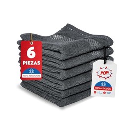 Toallas faciales | 100% Algodón | Skincare, Gym, Rostro | 6 Pack (Gris Oxford)