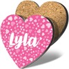1 x Heart Coaster - Name Lyla Pink Hearts Love