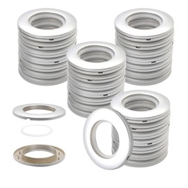 Knpwer Pack of 32 Curtain Eyelet Rings, Curtain Rings, Fabric Eyelets, Round Plastic Rings Clips, Inner Diameter 40 mm, DIY Rings for Window Curtain, Shower Curtain (Matte Silver)