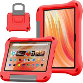 New Tablet Fỉ-ṛe 10" 11th/13th Gen 2021/2023 Case, GTYOM Lightweight Shockproof Kids Friendly Case with Handle Stand, Fit for LG Sony 10 inch Tablets, Red
