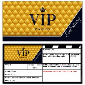 BREITENWERK VIP Invitation Cards Set XL (24 Pieces) Elegant Premium Invitations for VIP Party Event Children's Birthday for Boys Girls & Adults