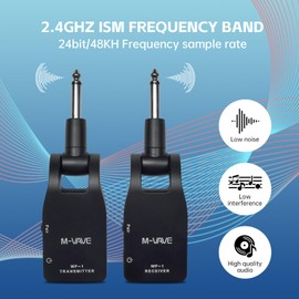 M-VAVE 2.4GHz Wireless Guitar System Built-in Rechargeable Upgrade Wireless Guitar Bass Transmitter Receiver for Electric Bass