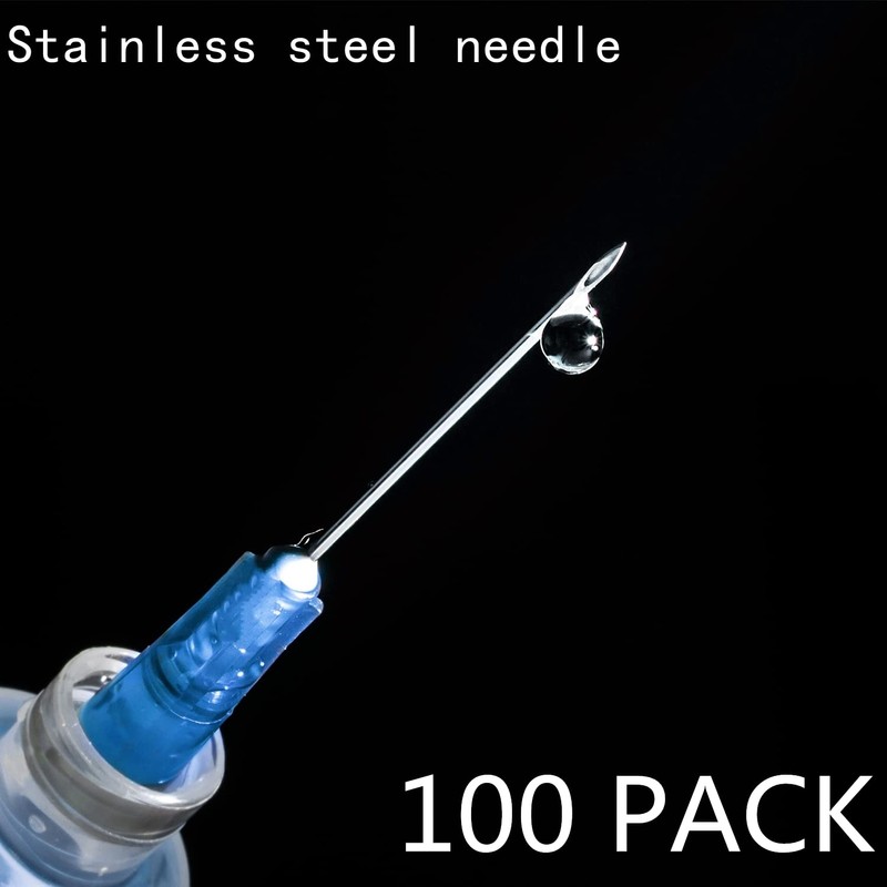 100 Pack 3ml with 23Ga Disposable Plastic Measuring Lab Supplies,