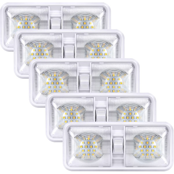 Kohree 5 Pack 12V Led RV Ceiling Double Dome Light