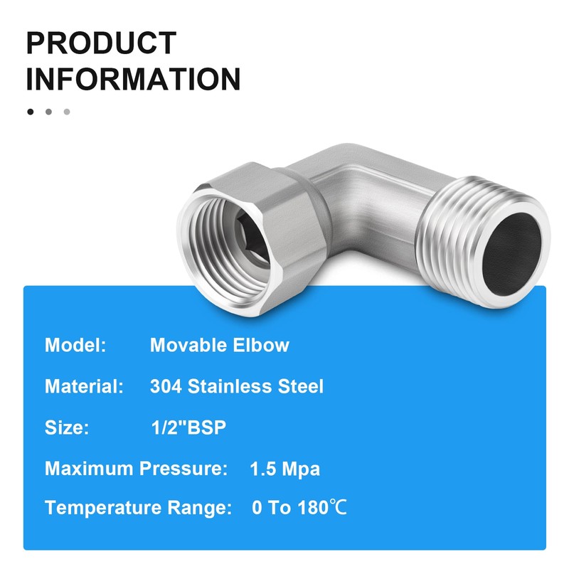 ERGAOBOY 1 Pcs 304 Stainless Steel 90 Degree Elbow 2