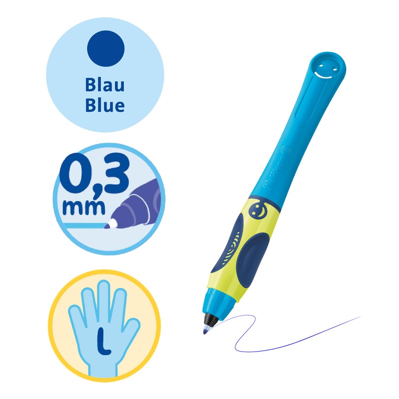 Pelikan Griffix 820455 Ink Pen for Left-Handed Users, NeonFreshBlue, Pack