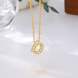 Rihavott Initial Necklace for Women, Bubble Letter Necklace, Gold necklace for women with CZ Name Gold Necklace, Gifts for Women, Brass, Zircon