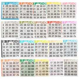 Bingo Paper Cards - 20 Sheets - 50 Books - Play 20 Games - 4 Inch Square Size - 1000 Disposable Cards - No Duplicates by Color - Made in USA