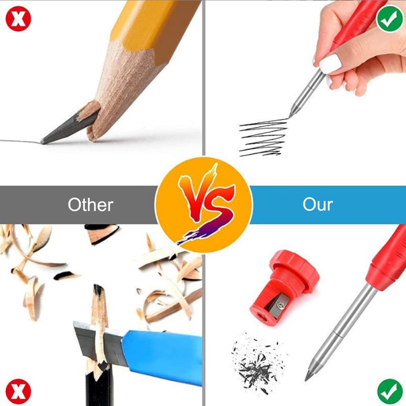 SyiXute 36 Pcs Carpenter Pencil Refills 2.8mm,Deep Hole Mechanical Construction