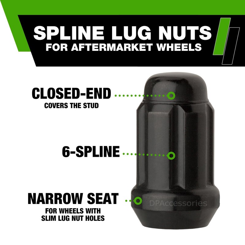 DPAccessories Black 7/16-20 Lug Nuts for Aftermarket Wheels - Closed