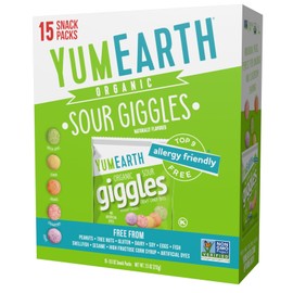 YumEarth Giggles Assorted Fruit Flavors Vegan Allergy Friendly Candy Pack 15
