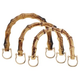 PATIKIL Bamboo Purse Handles, 3 Pcs 3 Size U-Shaped Replacement Handmade Handbag Handles with Metal Buckle for Tote Bag Purse Making Decorations, Wood